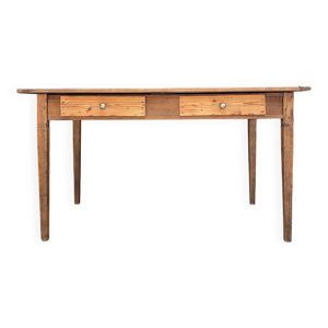 Table de ferme en chêne - noyer