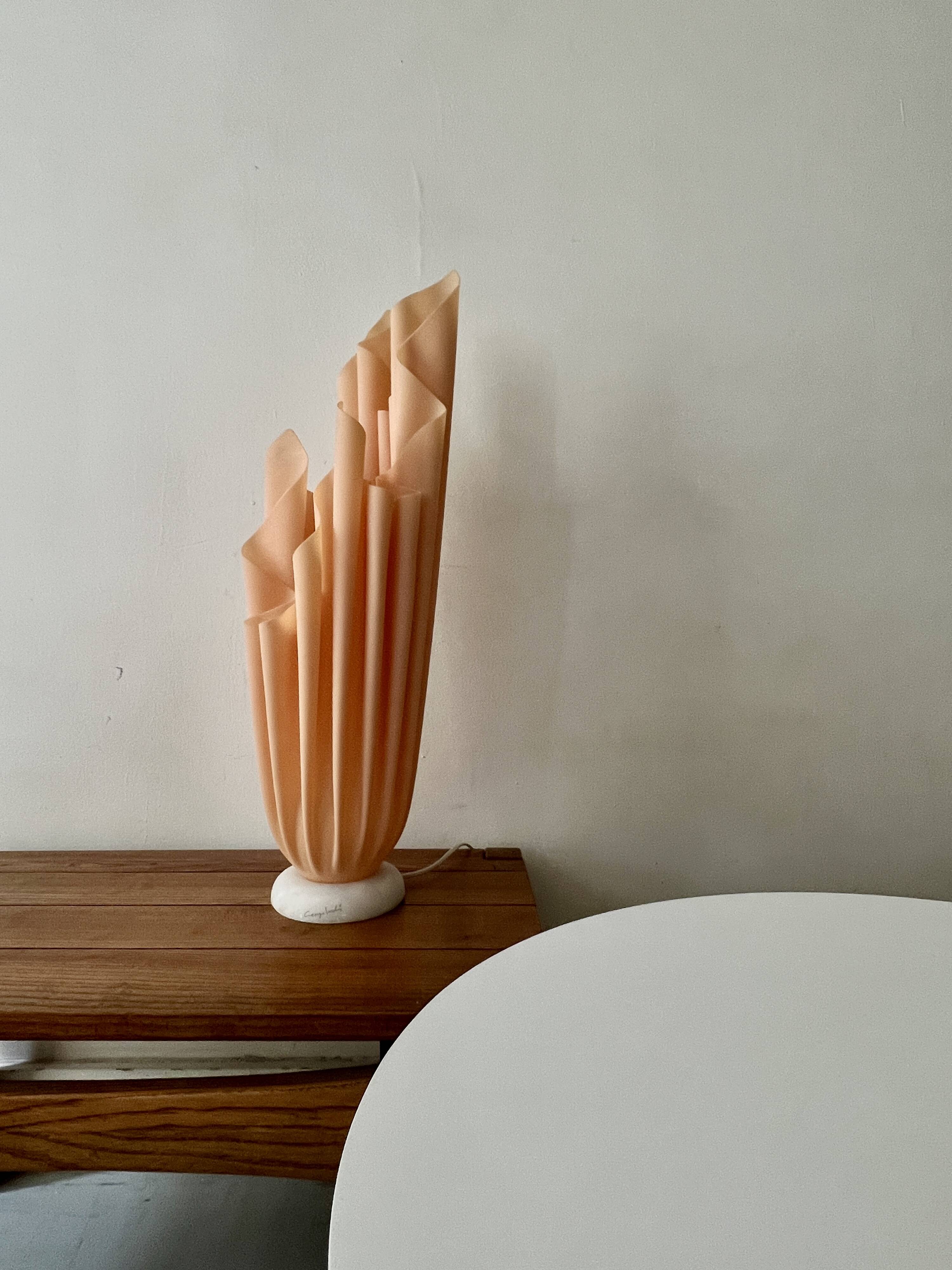 Athena table lamp draped in beige and pink, Georgia Jacob 1970