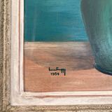 Antique painting, oil on panel, bouquet of peonies