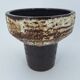 Modernist brutalist standing vase chamotte stoneware shaded brown, ocher, ivory Scandinavian design 1970