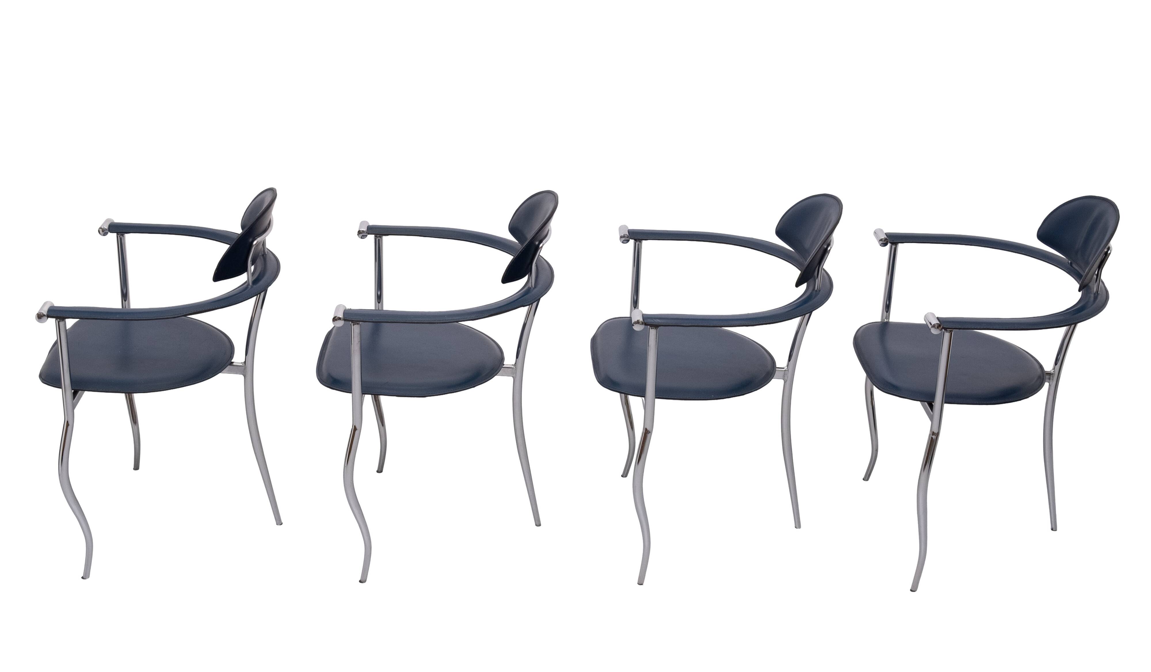 4 Italian Arrben 'Marilyn Stiletto' dining chairs 1970s
