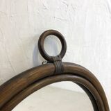 A rattan and bamboo mirror