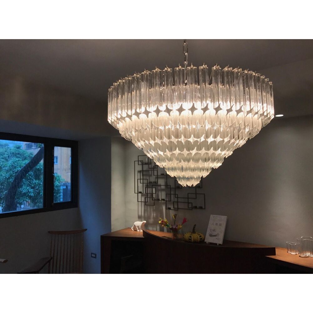 Clear quadriedro murano glass chandelier by simoeng