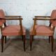 2 fauteuils bridge moustache années 50 rose pale