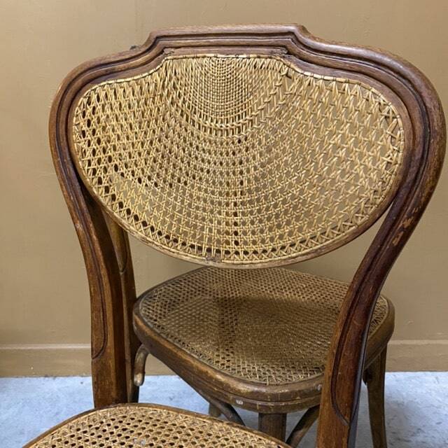 5 vintage J&J Kohn wooden and cane chairs