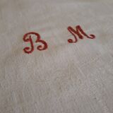 Damask cotton tablecloth - red bedding - Encrypted B.M - 50s