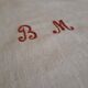 Damask cotton tablecloth - red bedding - Encrypted B.M - 50s