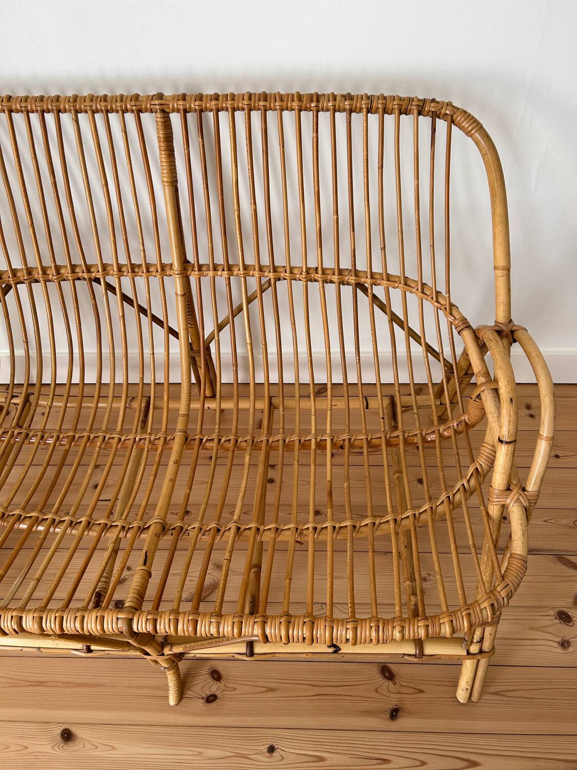 Vintage rattan bench