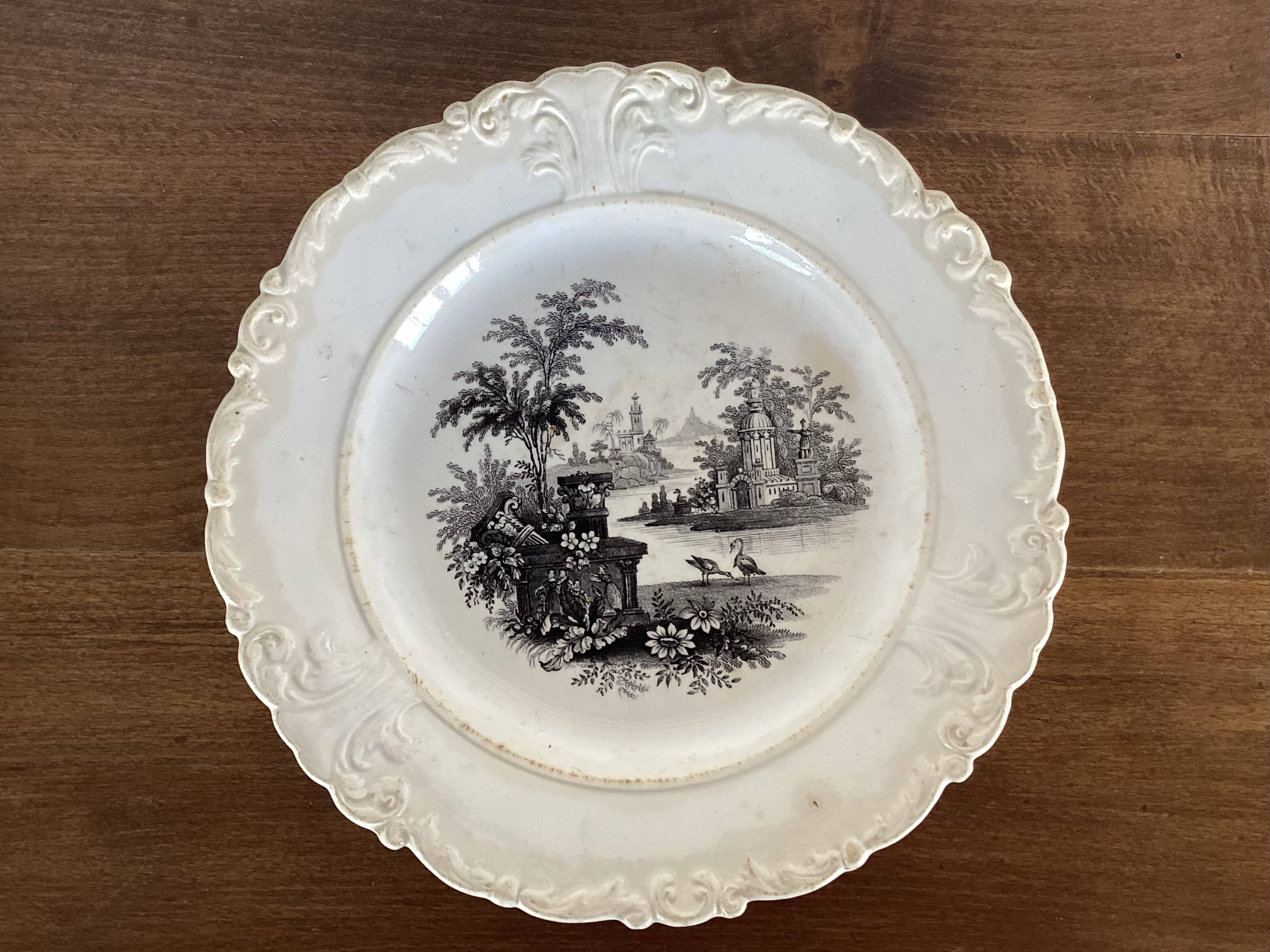 Antique pipe plate david johnston bordeaux 19th century