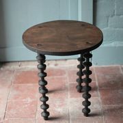 Wooden table with spool legs, coffee table, wooden side table, wooden end table, vintage round table, wooden table.
