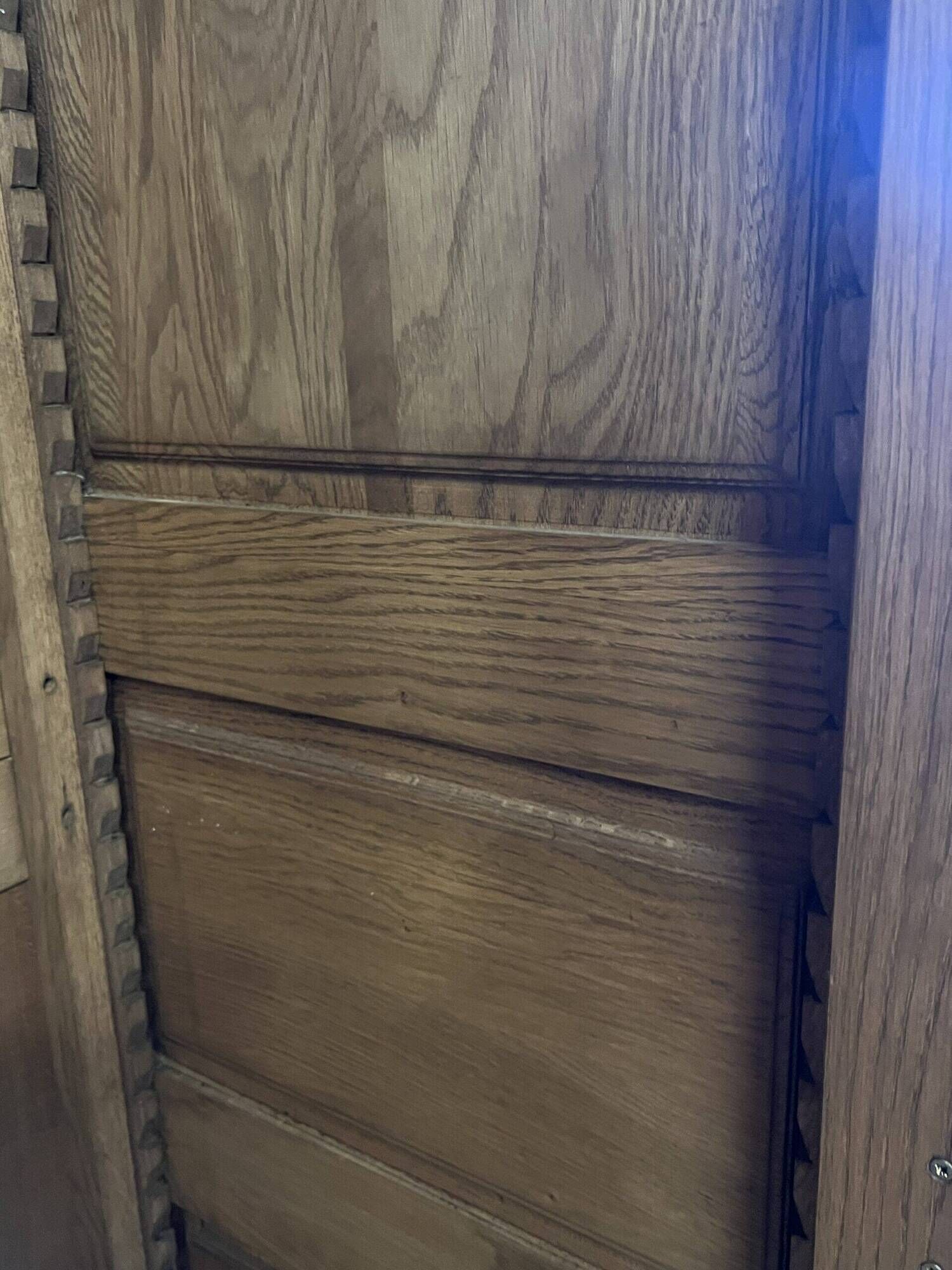 Pair of high-quality solid oak Norman wardrobes, "Cauchoise" model from the 1960s-1970s.