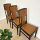 Set of 3 Vintage Dining Chairs: High Back, Leather Seat, Nailhead Trim