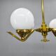 Adjustable Art Deco chandelier in brass with frosted glass, 1930s
