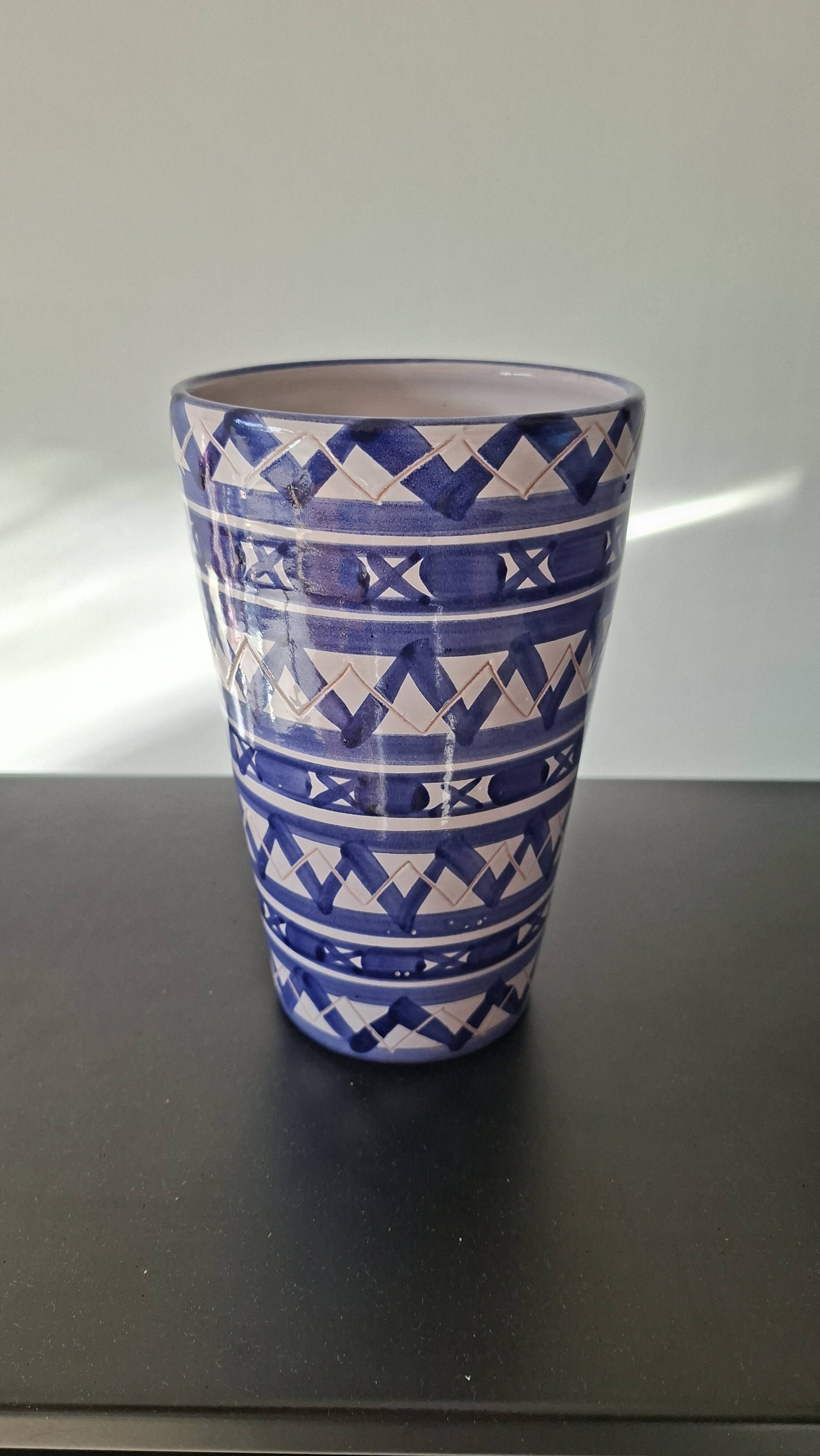 Blue and White Ceramic Decorative Vase Robert Picault