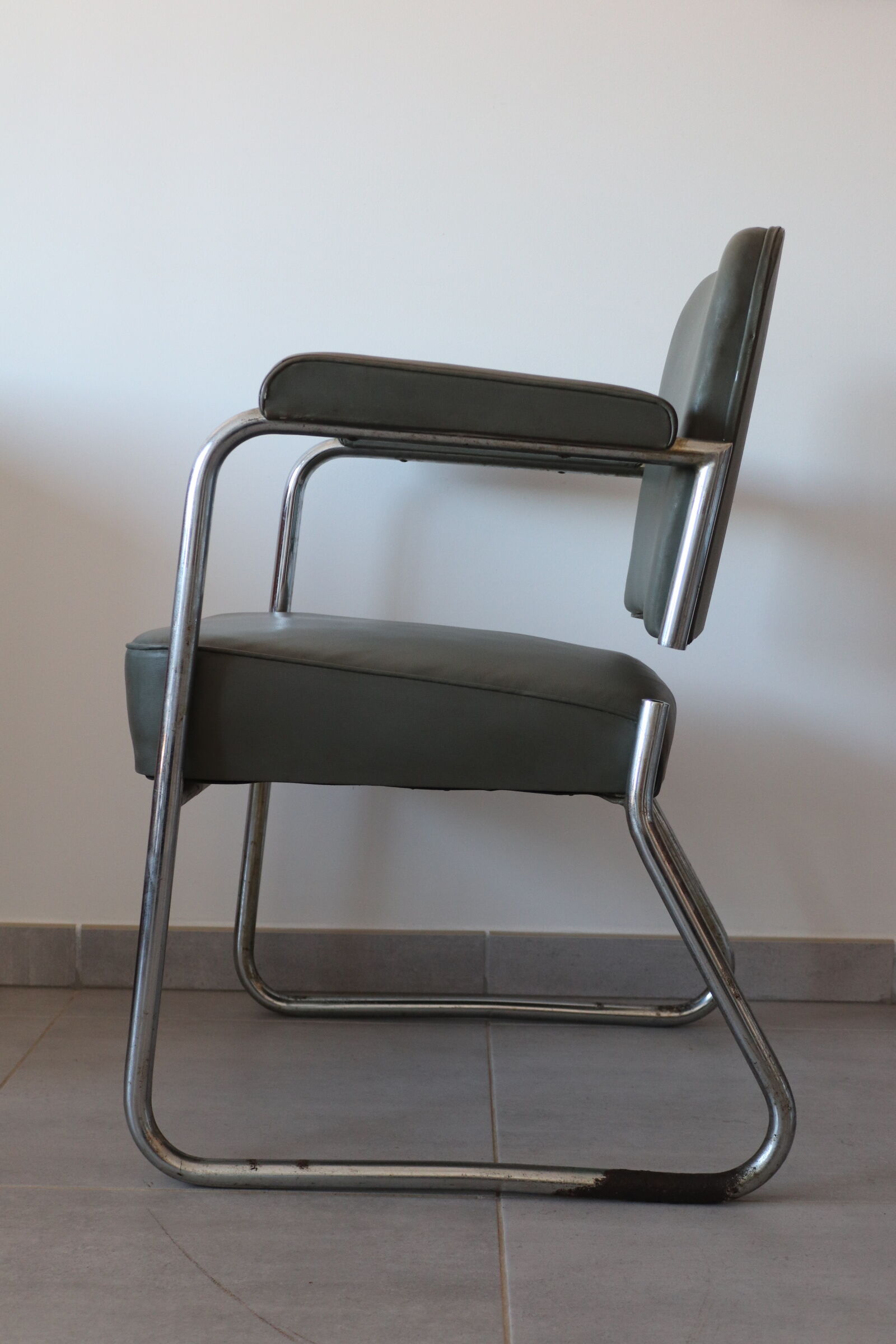 Industrial roneo armchair gray 50s/60s