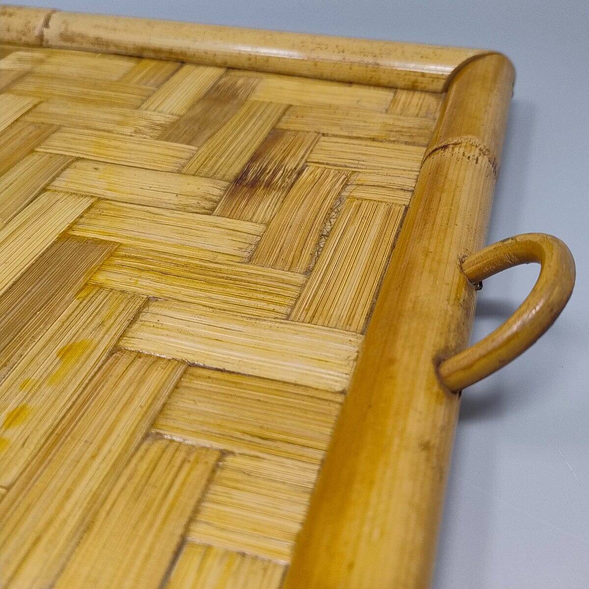 1970s Astonishing Italian Tray in Bamboo, Rattan and Wicker. Made in Italy