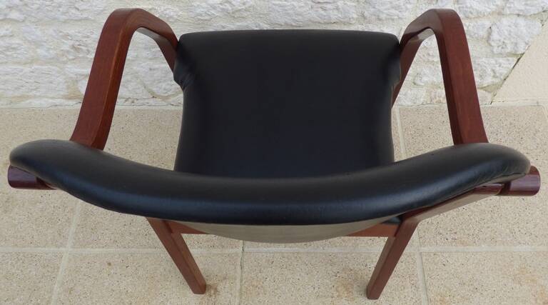 Fauteuil Club Art Déco Simili Cuir Beige Et Bois Racine - Siège Lounge Années 20