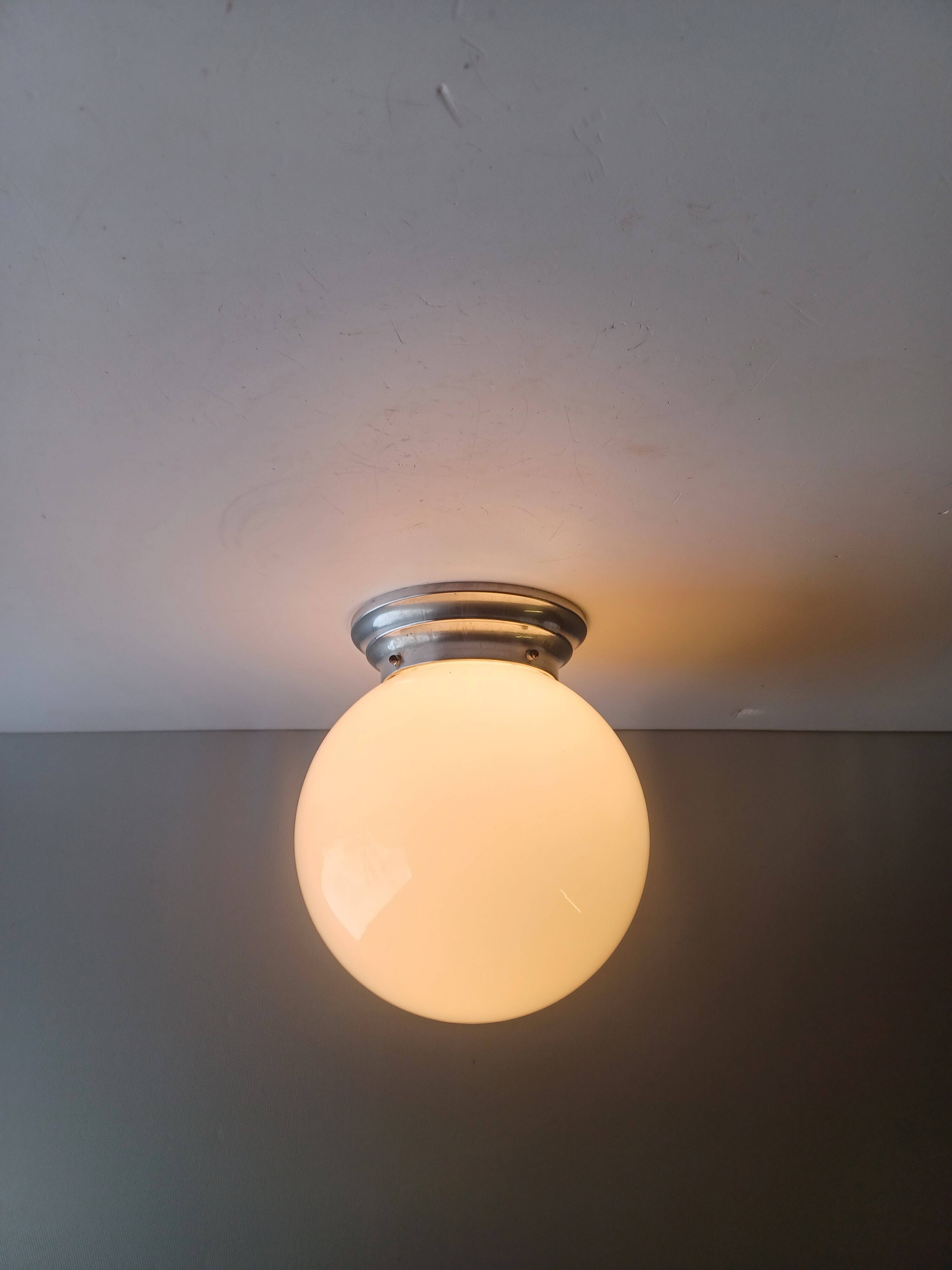 Opaline Globe Ceiling Light - Brasserie Type - 1950