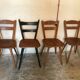 Set of 4 mismatched vintage chairs compass legs