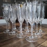 Set of 12 vintage Italian crystal champagne flutes Capri model with original boxes