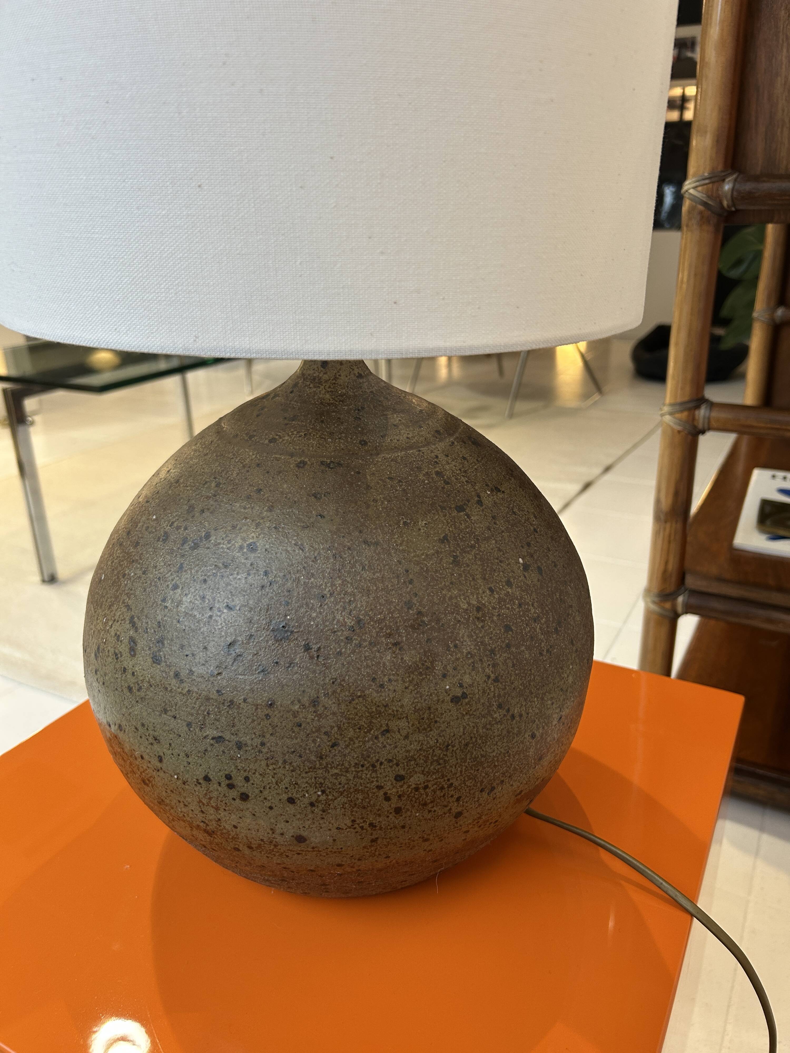 Guy Baudat stoneware ball lamp