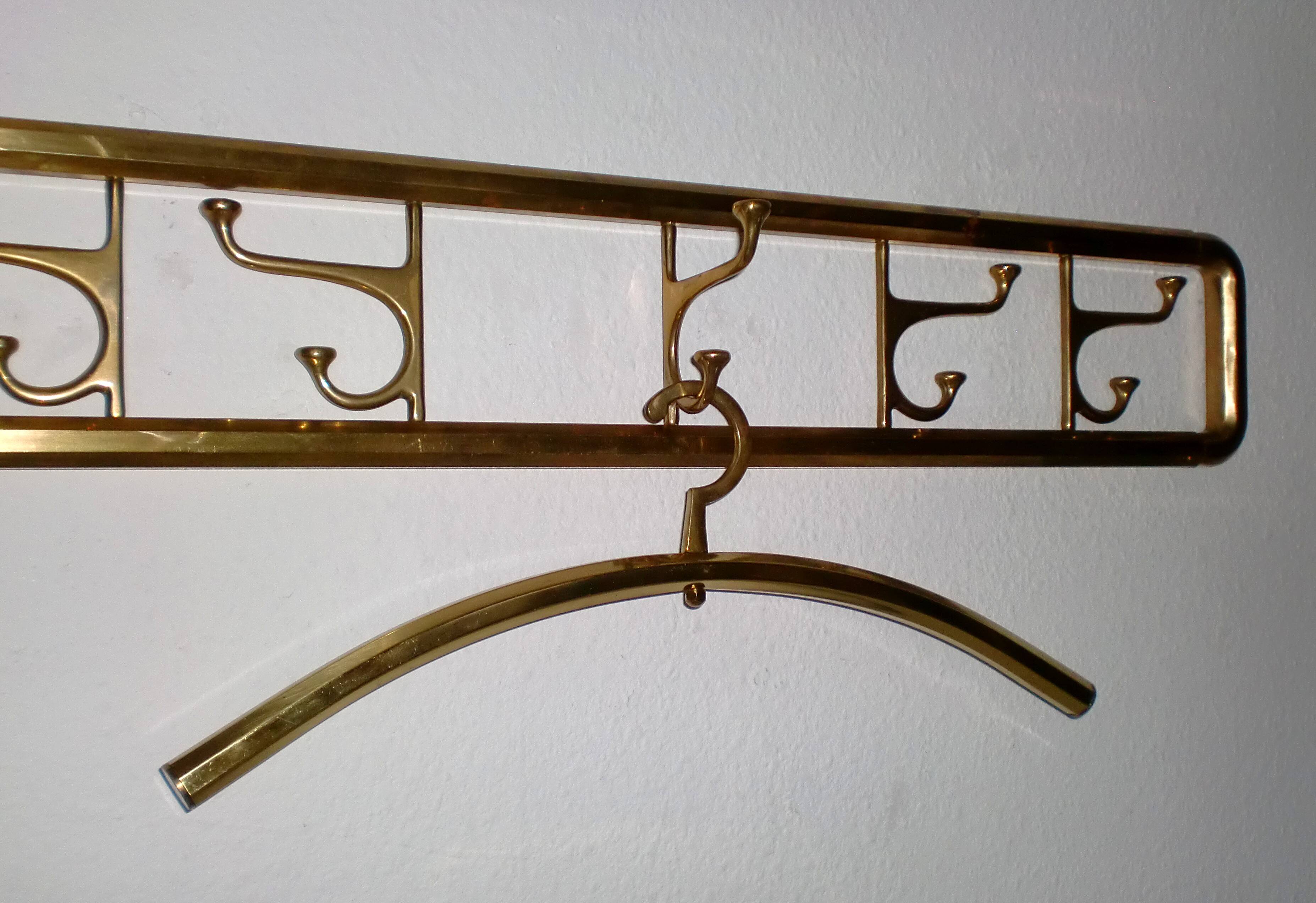 Art-Deco brass Coat Rack & one Hanger, France, 1940s