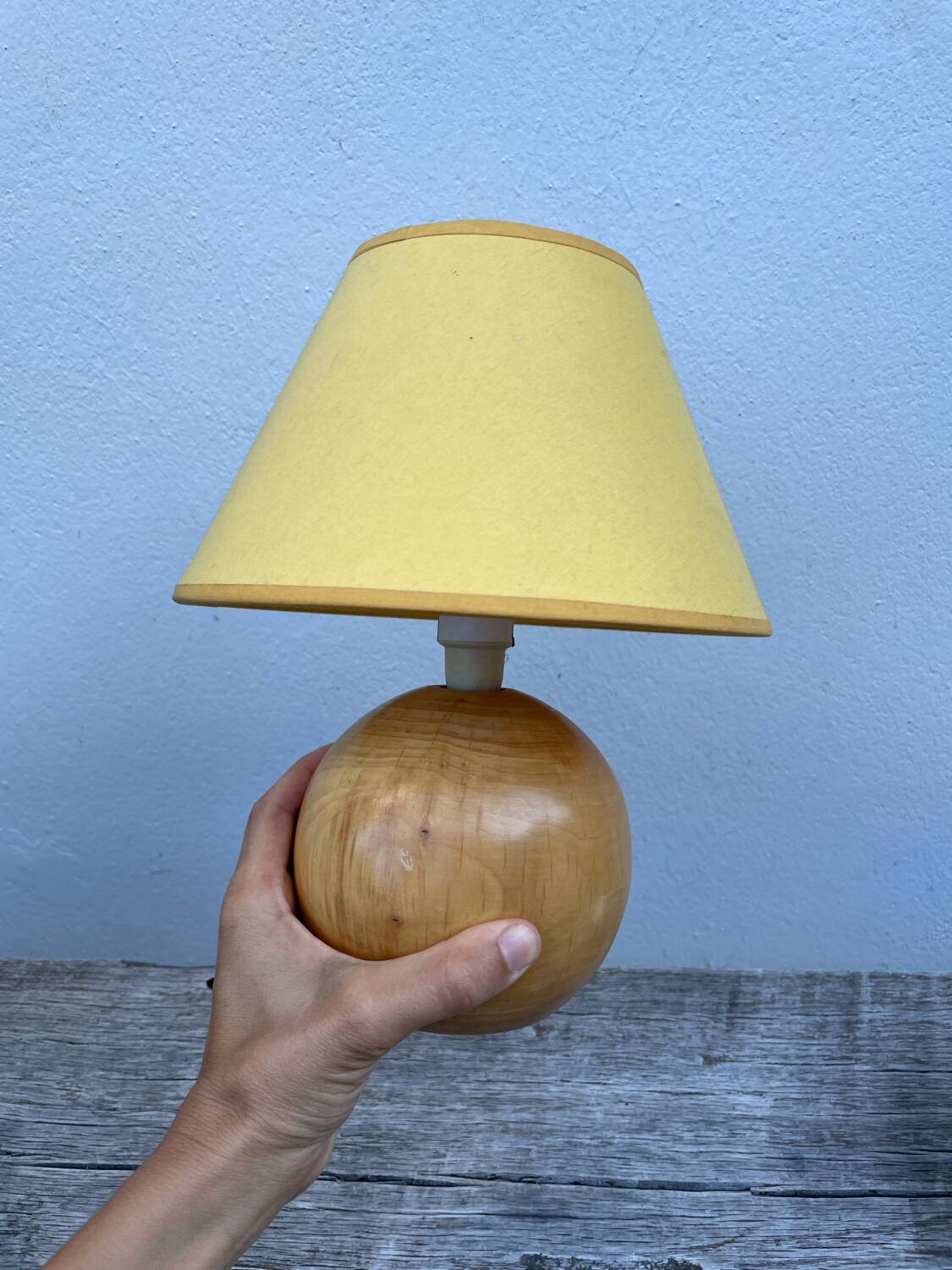 Turned wooden ball bedside lamp 1990