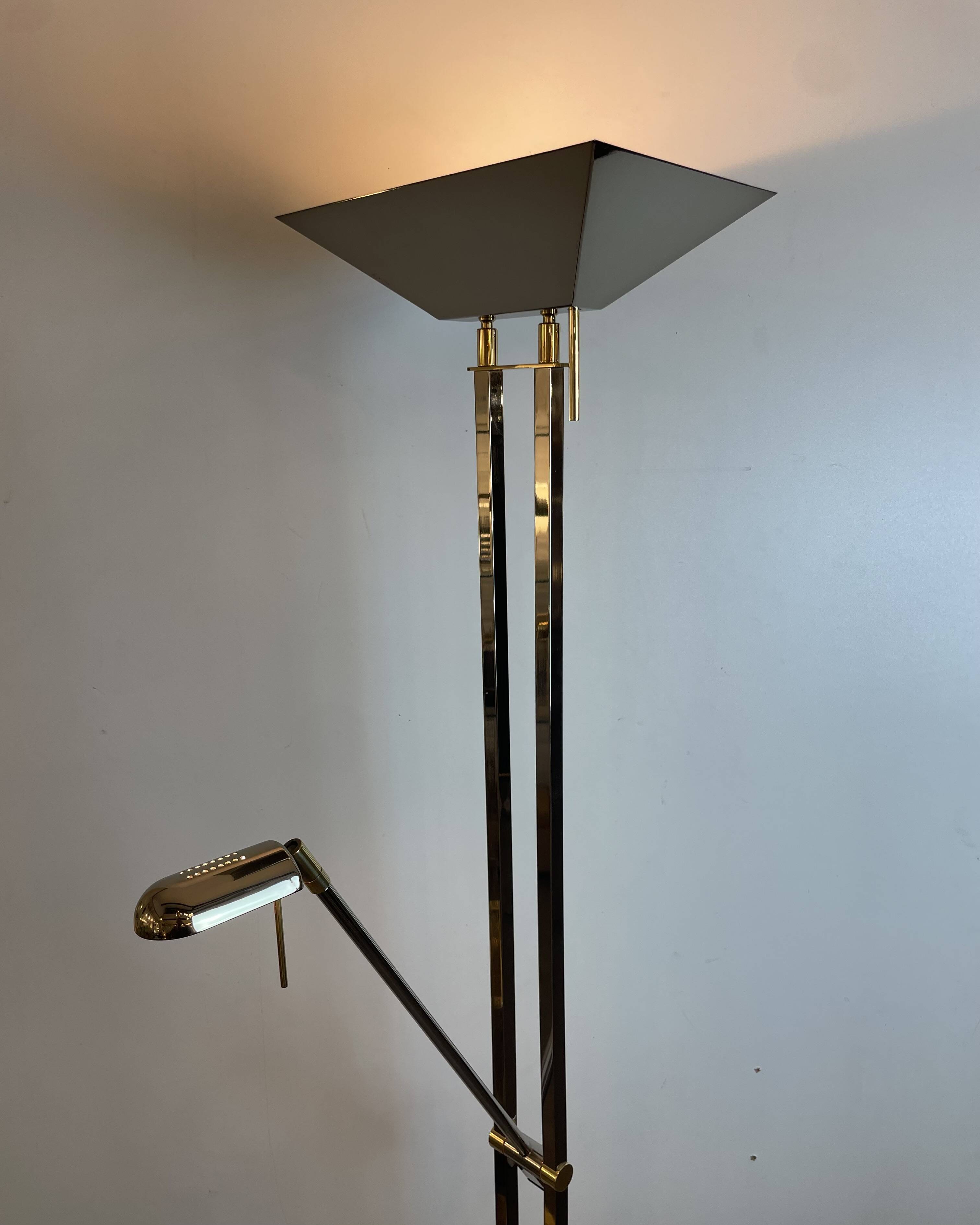 Chrome and brass floor lamp by Deknudt Belgium, 1980s