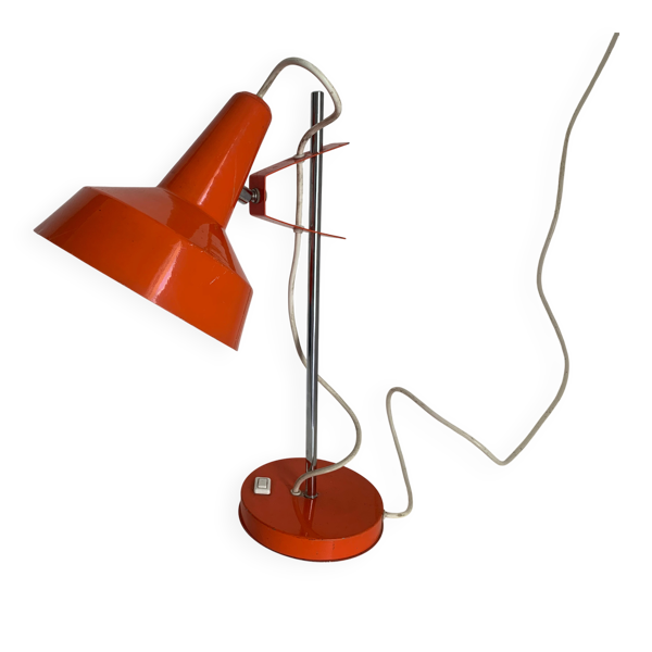 Lampe vintage 1960 Monteuse Delmas bureau orange carotte - 44 cm — Beyit
