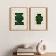 Duo de peintures sur papier - pow et mood - vert foncé - signées eawy