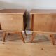 pair of bedsides of the 50s/60s, oak, compass feet