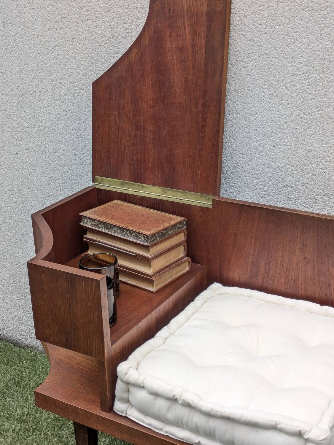 Vintage 1960s teak telephone hall bench