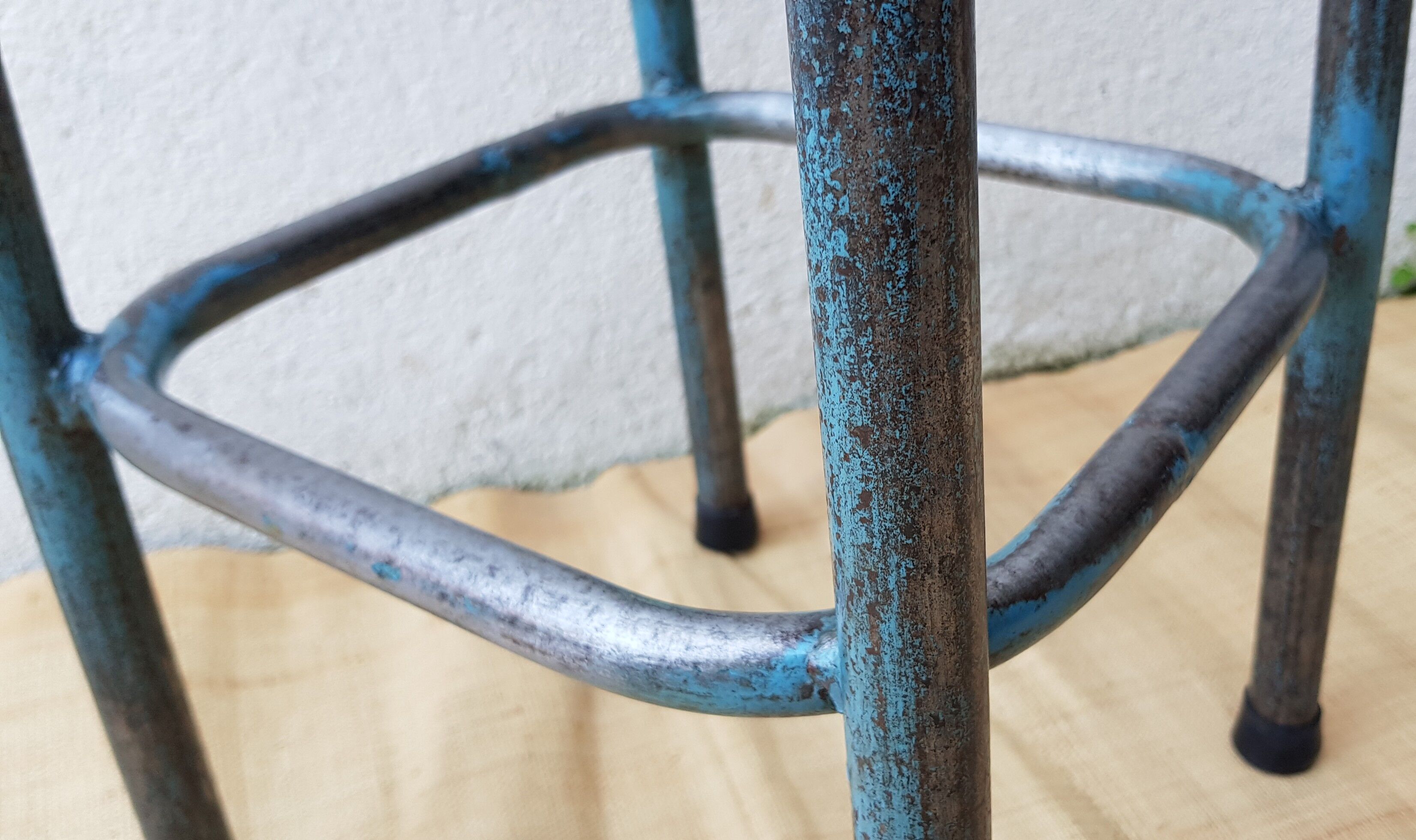 High wood and metal stool