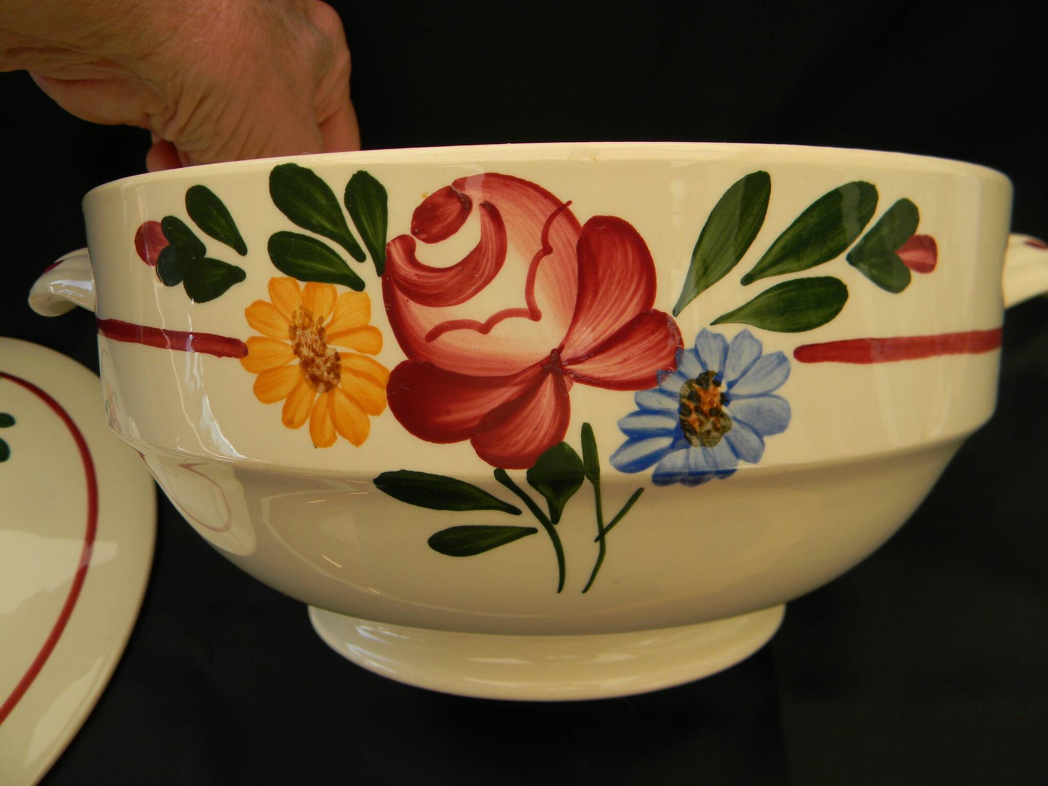 Soup tureen in earthenware from sarreguemines. chatenois model.