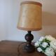 rustic chic turned wooden bedside lamp, leather shade