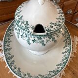 Saucière ancienne Terre de Fer et son couvercle Gien modèle Montigny