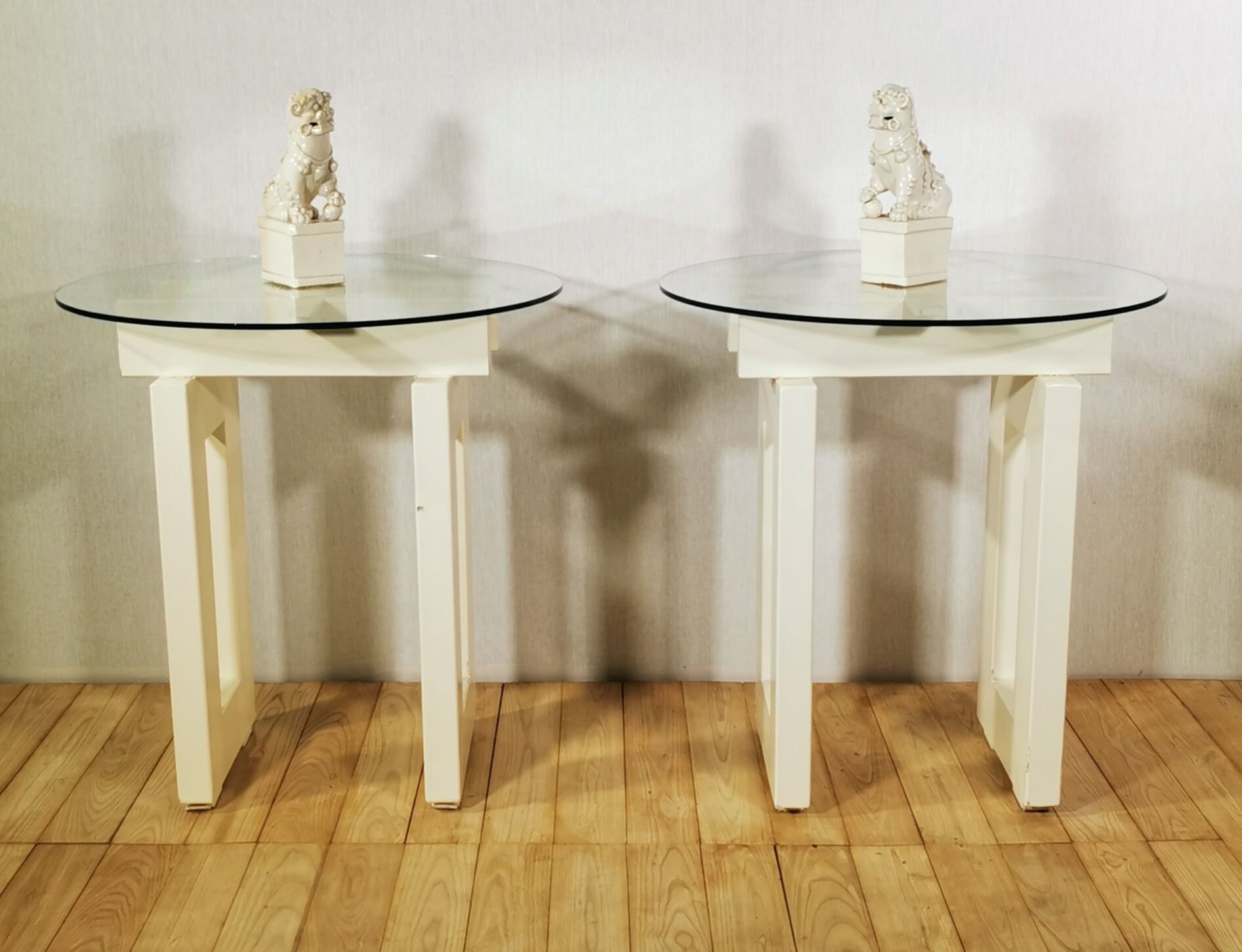 Pair of white painted metal harnesses, circa 1980