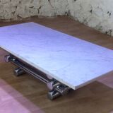 Coffee table with steel tube structure and marble top