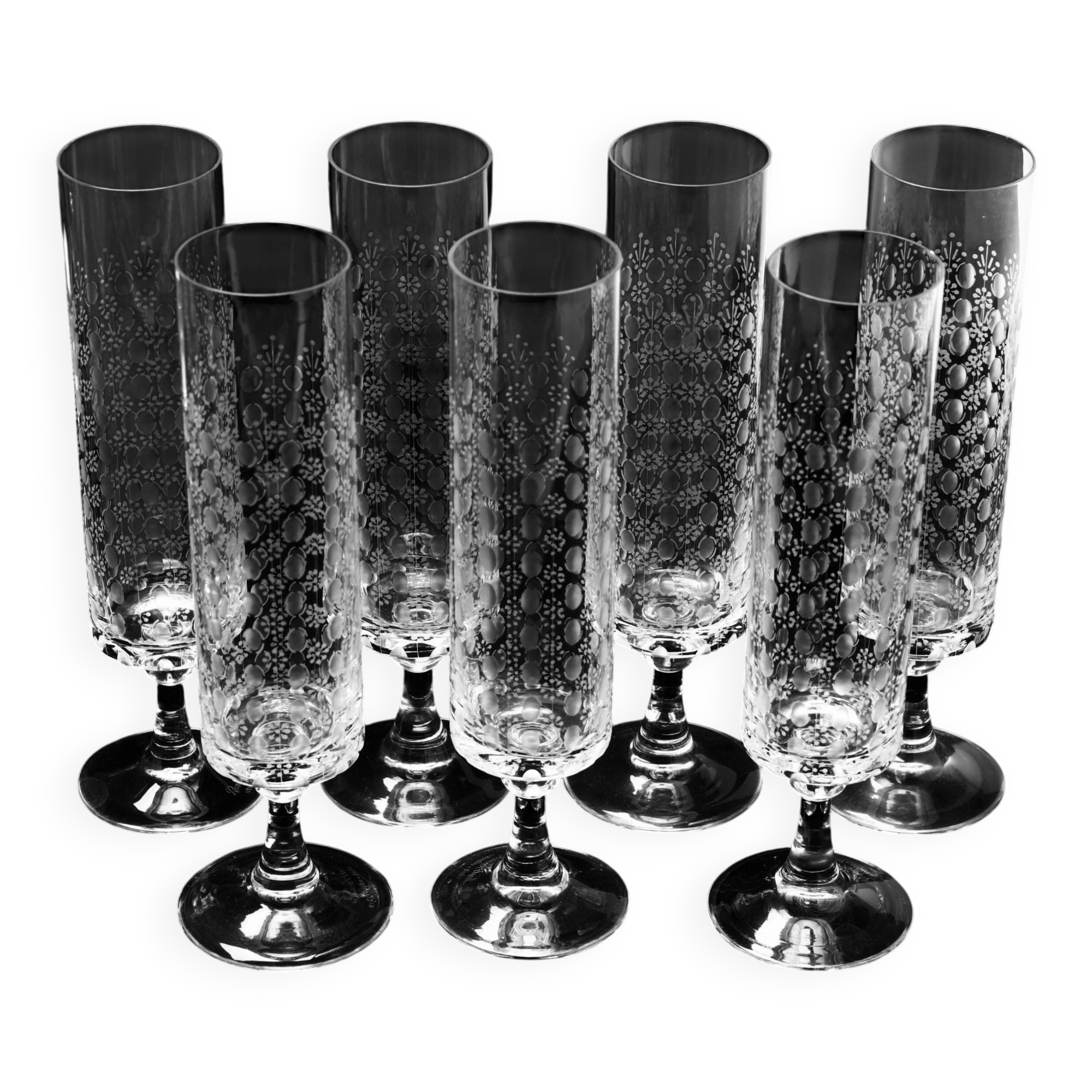 Lot of 7 Rosenthal Romance Motif I Flute Champagne 7.25" tall