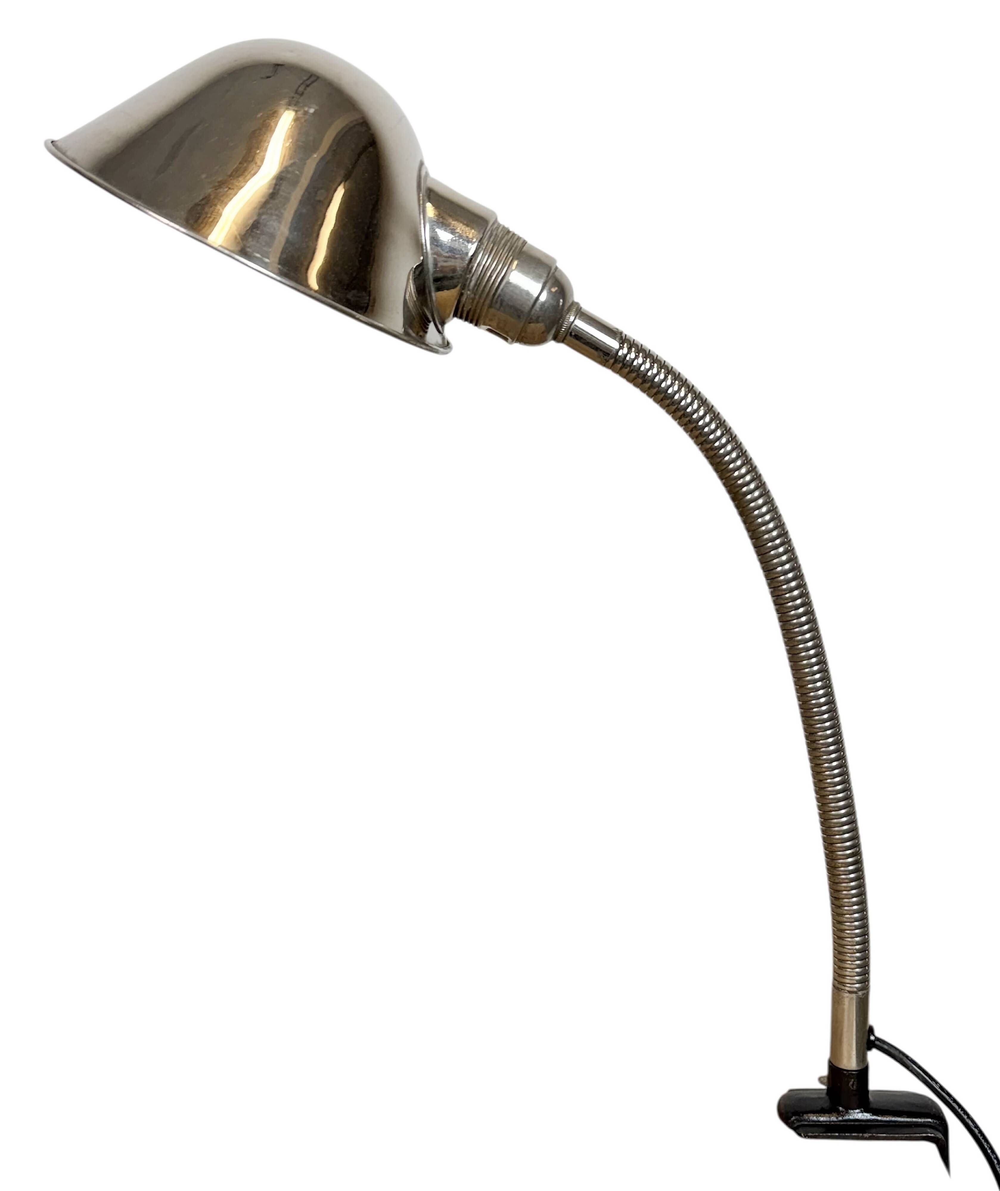 Vintage Industrial Chrome Gooseneck Table Lamp, 1950s