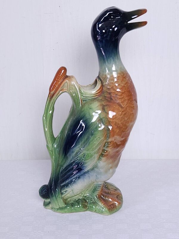 Pichet céramique canard col vert vintage