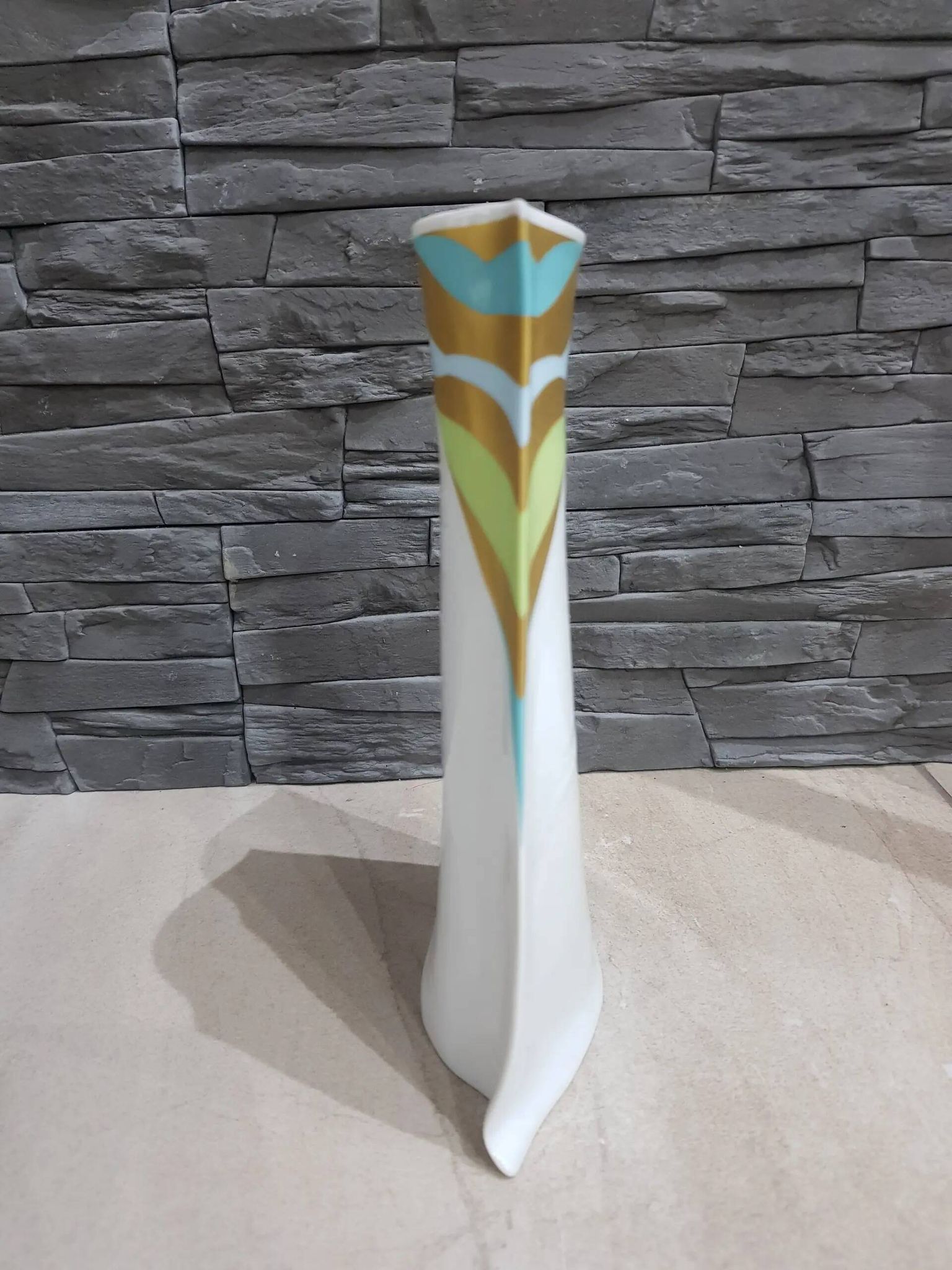 Vase parchment, white porcelain decorated, designed by J. van Loon, Rosenthal, Germany, 1980s.