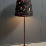 Danish Teak floor lamp with Black and Red , Yellow shade 1960s