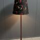 Lampadaire danois en teck avec abat-jour noir et rouge, jaune années 1960