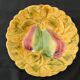 6 dessert plates in Sarreguemines barbotine. Fruit decoration.