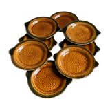 8 flat plates fish Sarreguemines in ochre glazed earthenware