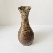 Vase soliflore en céramique grès pyrité Signé Christophe et Nathalie Hurtau