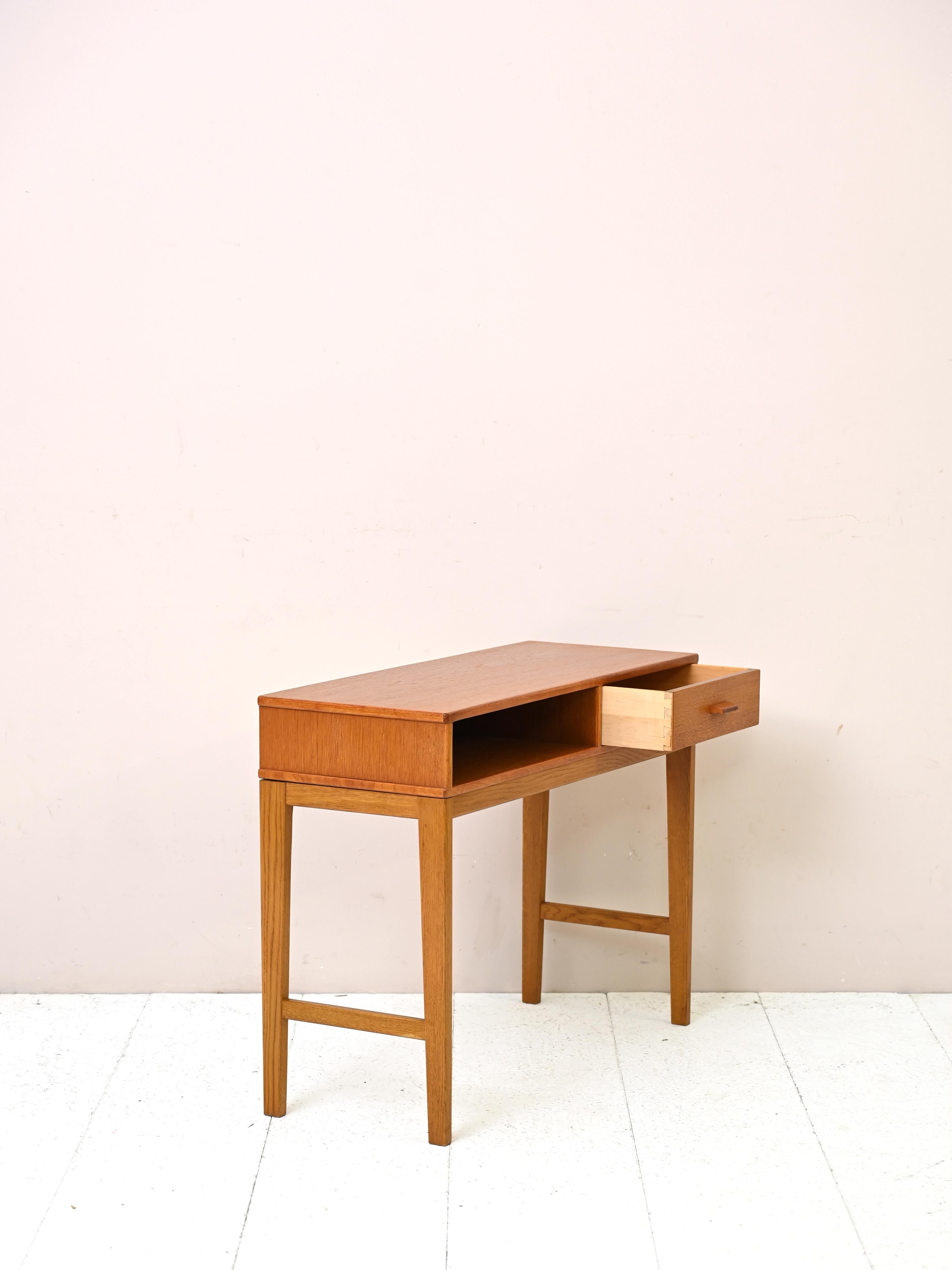 Vintage teak console with drawer