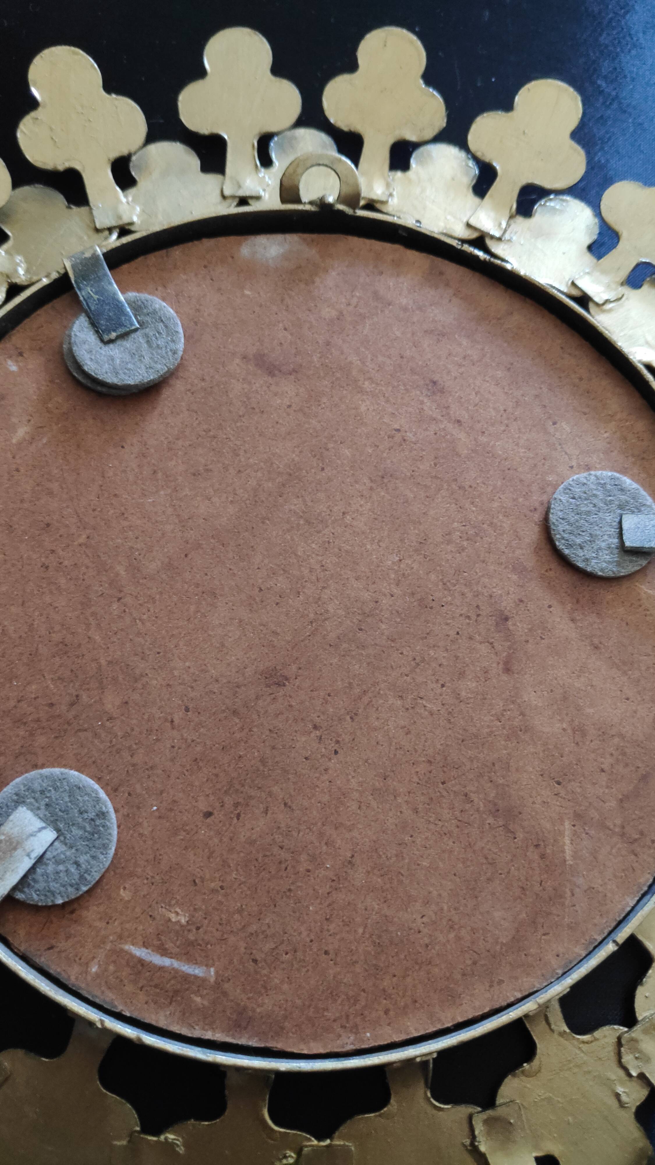 Miroir rond en métal doré