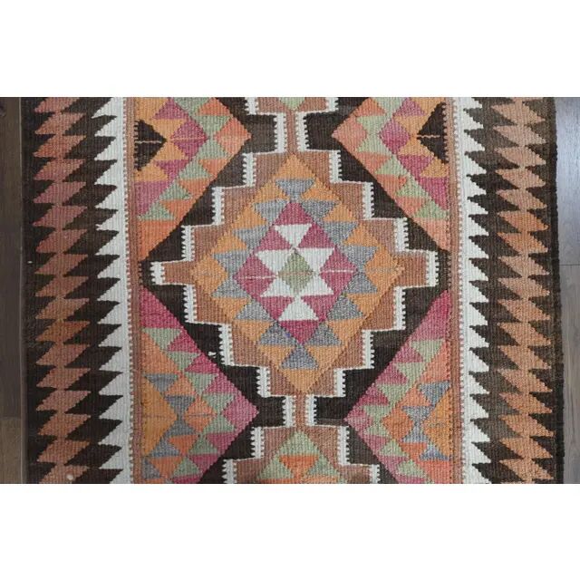 Handwoven Orange Wool Turkish Oushak Runner Rug 99x343